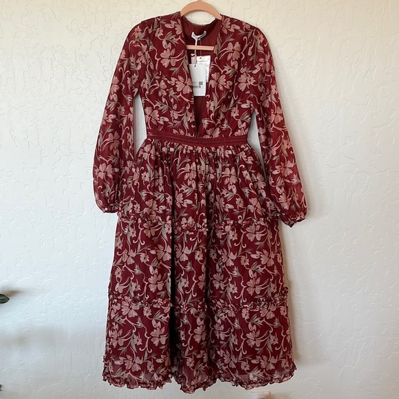 True decadence Burgundy Organza midi dress US4 - Picture 7 of 17